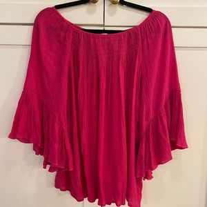Pink Chico's Size 2 Gauze Top With Flowing Arms
